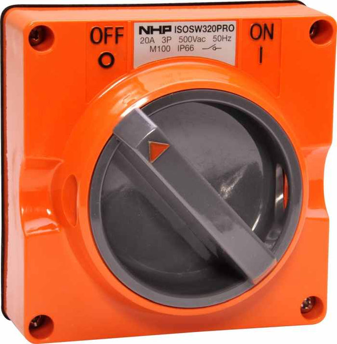 ISO Switch 3P 20A 500V Orange No B/Box
