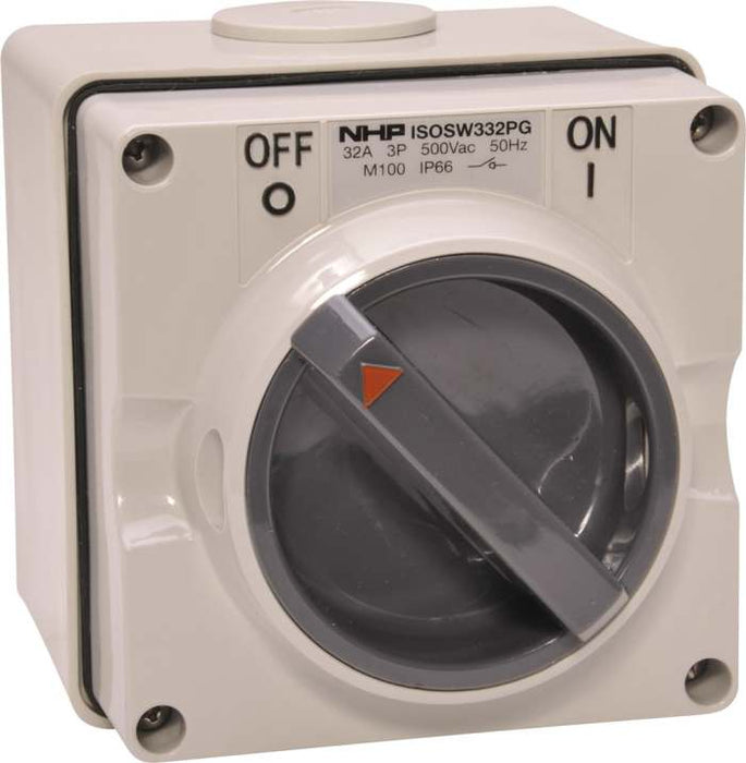 ISO Surface Switch 3P 32A 500V Grey