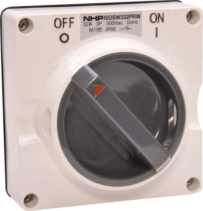 ISO Switch 3P 32A 500V Res White No B/Box
