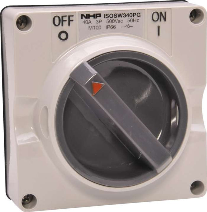ISO Switch 3P 40A 500V Grey No B/Box