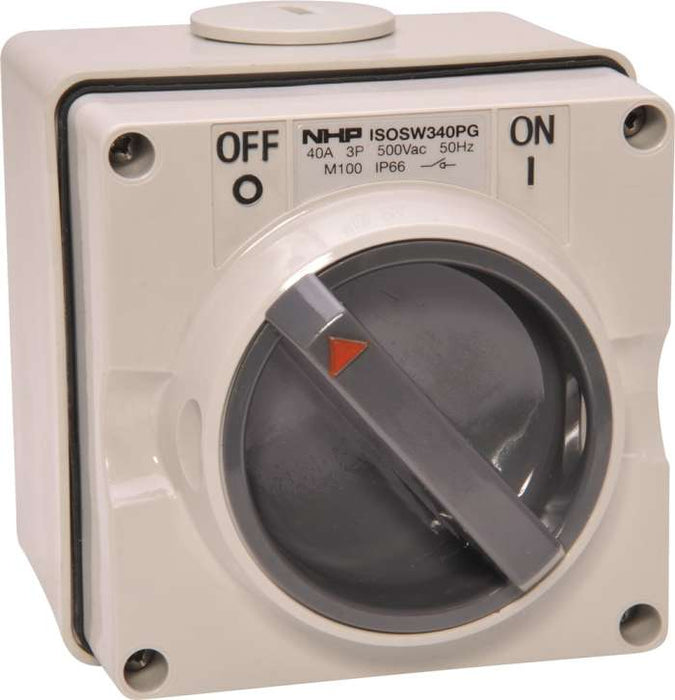 ISO Surface Switch 3P 40A 500V Grey