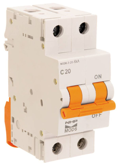 MOD6 MCB 2P 20A 6kA C-Curve