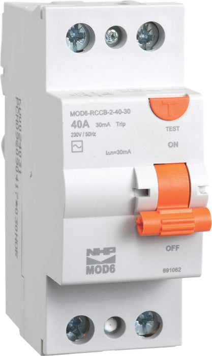 MOD6 RCCB 6kA 2P 40A 30mA