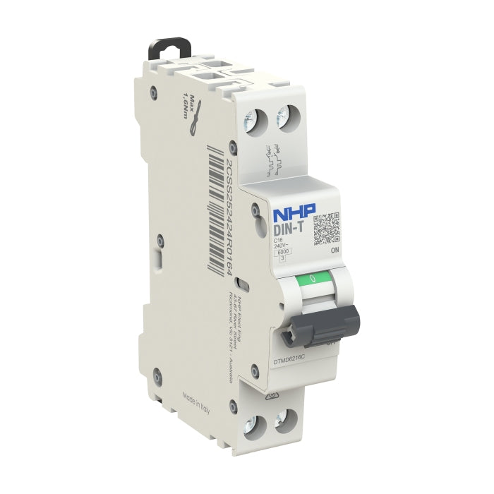 DIN-T MCB 2P 10A 6kA C-Curve 18mm