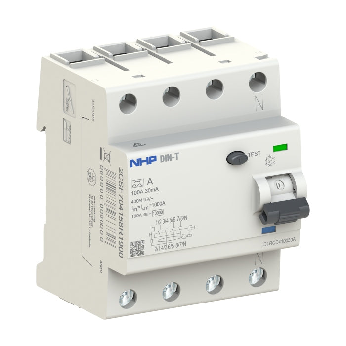 DIN-T RCCB 3P+N 100A 500mA Type A 72mm