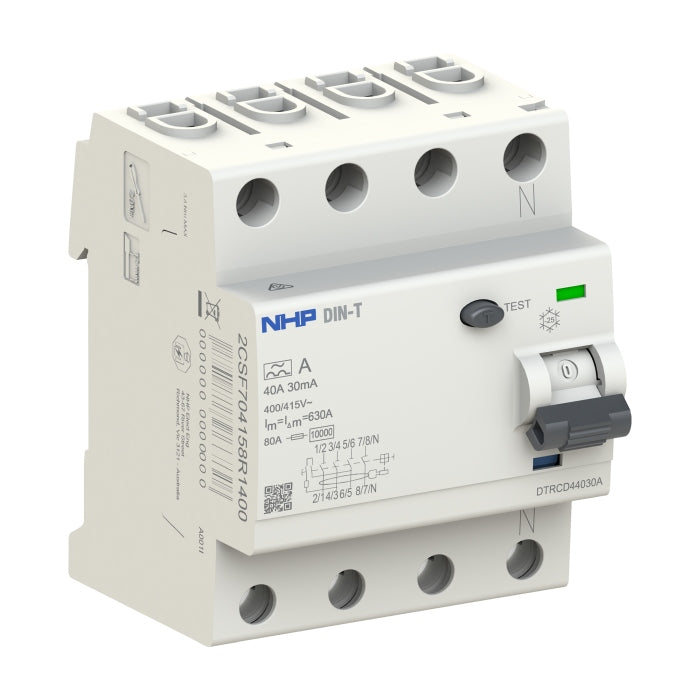DIN-T RCCB 3P+N 40A 30mA Type F 72mm