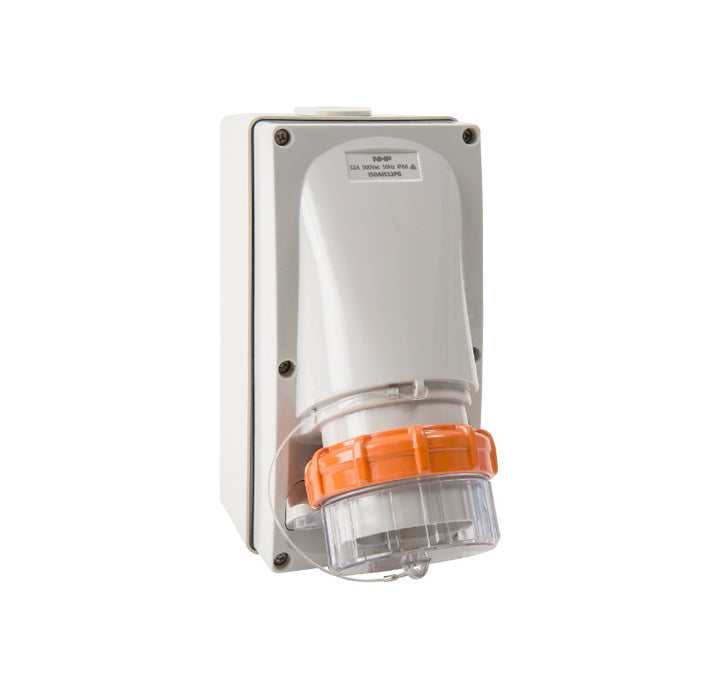 ISO Appliance Inlet 5p 32a 500V AC With Base Grey