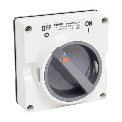 ISO Switch 1p 10A 2 Way 250V Grey No B/Box
