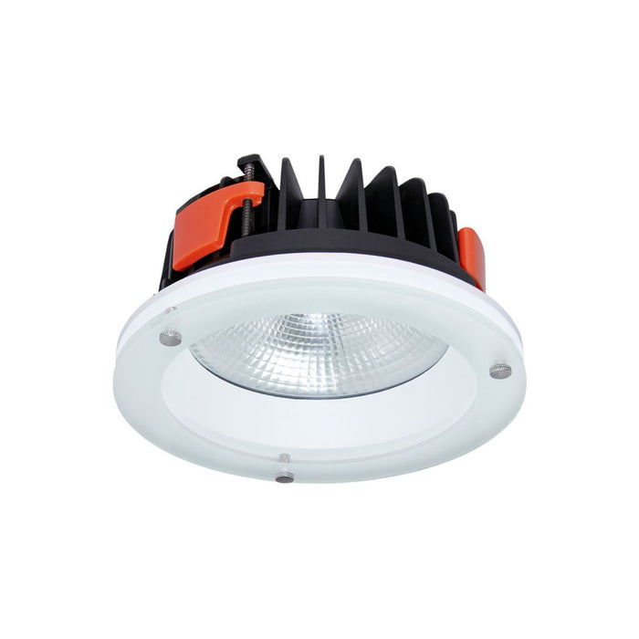 UNI-LED Downlight 25W IP54 Rnd 4000k Non Dim Wh & Drop Glass