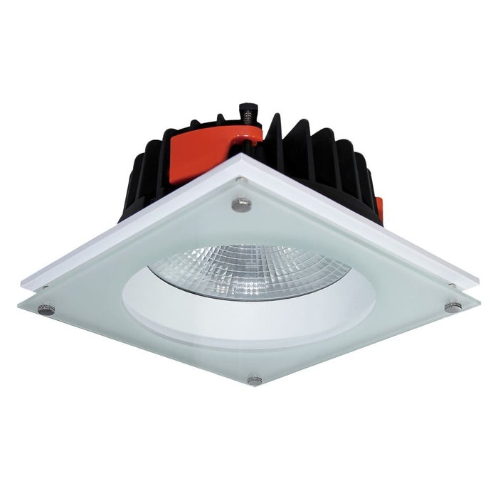 UNI-LED Downlight 25W IP54 Sq 4000k Non Dim Wh & Drop Glass