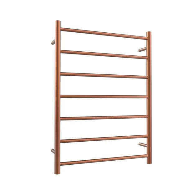 Heated Towel Rail 7Bar 77W Round Brushed Copper 800 x 600mm
