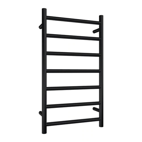 Heated Towel Rail 7Bar Round Black 800 x 450mm