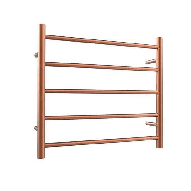 Heated Towel Rail 5Bar 55W Round Brushed Copper 530 x 600mm
