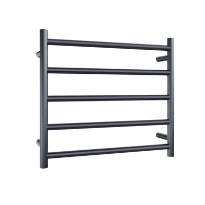 Heated Towel Rail 5Bar 55W Round S/S 530 x 600mm Gun Metal
