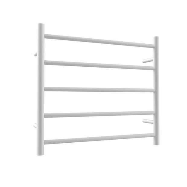 Heated Towel Rail 5Bar 66W Round Matte White 530 x 600mm