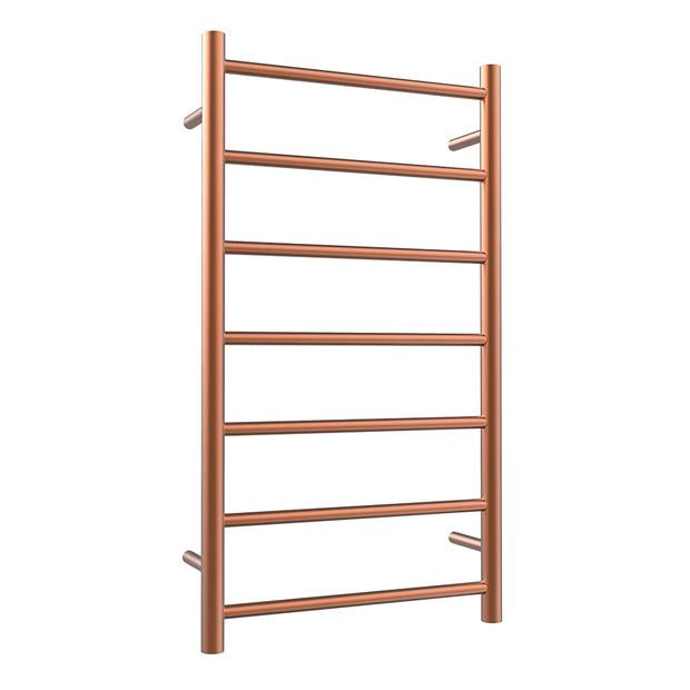 Heated Towel Rail 7Bar 60W Round Brushed Copper 800 x 450mm
