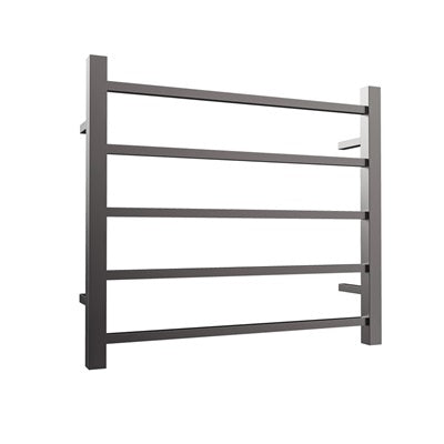 Heated Towel Rail 5Bar 58W Square S/S 530 x 600mm Gun Metal