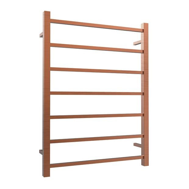 Heated Towel Rail 7Bar 82W Square Brushed Copper 800 x 600mm