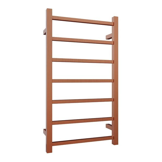 Heated Towel Rail 7Bar 65W Square Brushed Copper 800 x 450mm