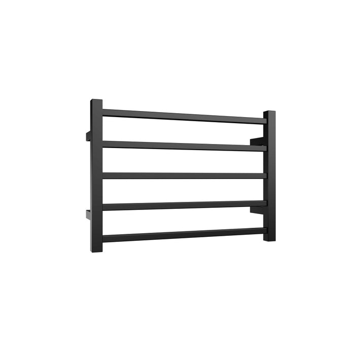 Heated Towel Rail 5Bar 58W Square S/Steel 530 x 600mm Bk