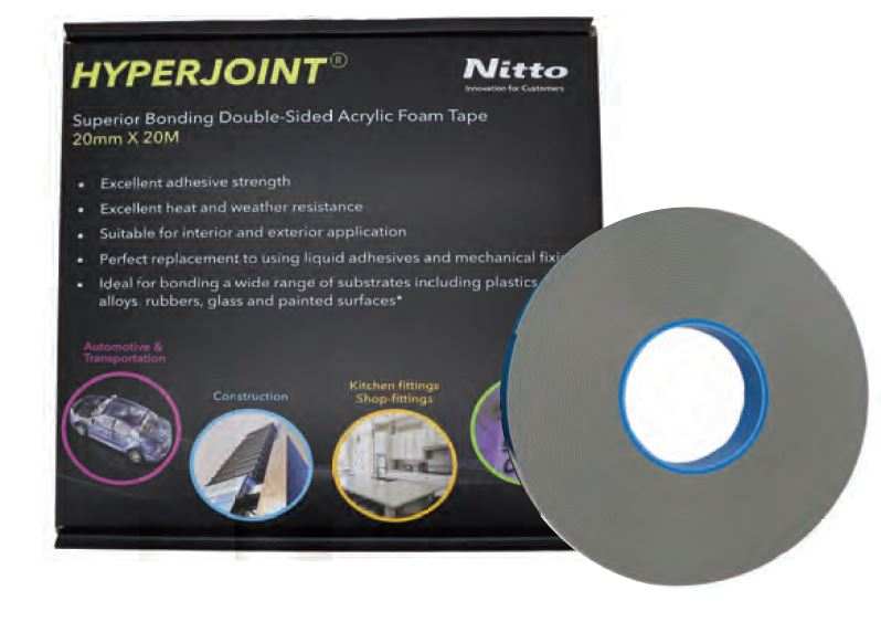 Tape Hyperjoint Double Sided Foam 1.2mm x 20mm x 20m Grey