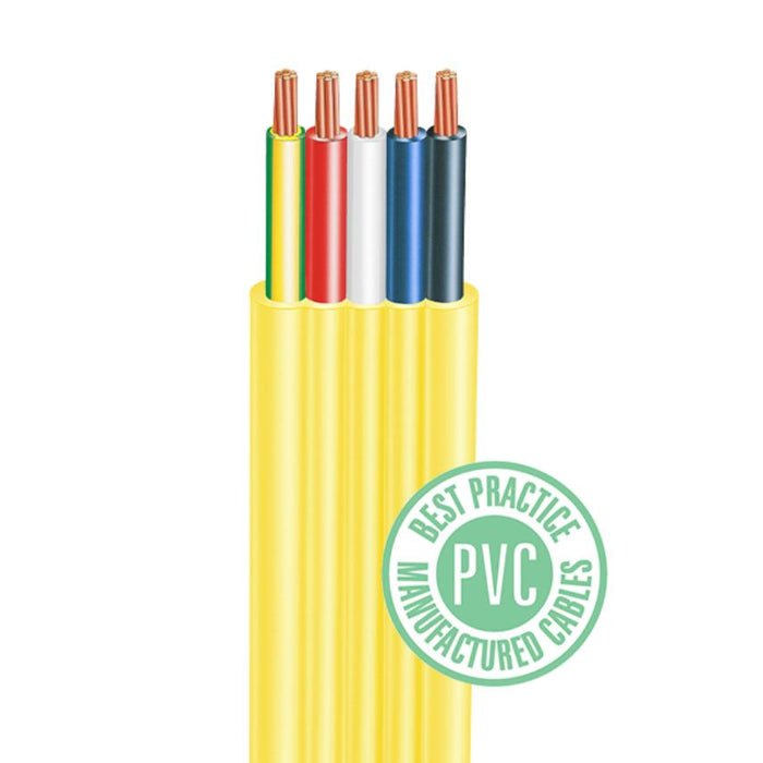 Cable 2.5mm 4c + Earth Flat TPS Yellow (500m Drum)