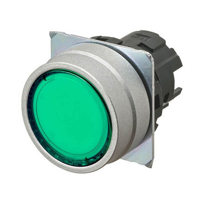 A22N Pbutton Head Metal Flat Transparent Green