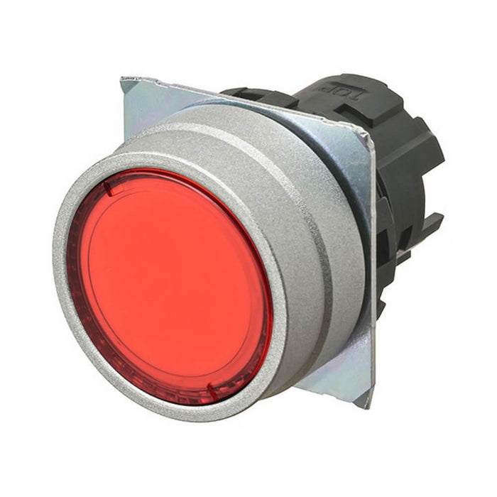 A22N Pbutton Head Metal Flat Transparent Red