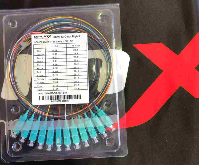 Pigtail SC/U 50/125 OM3 1.5m Colour 12Pkt