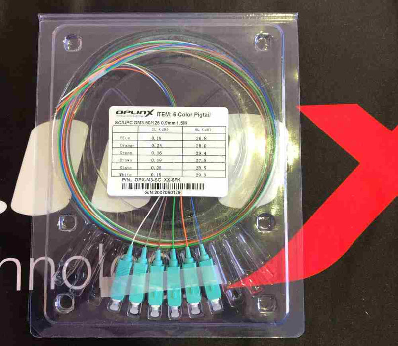 Pigtail SC/U 50/125 OM3 1.5m Colour 6Pkt