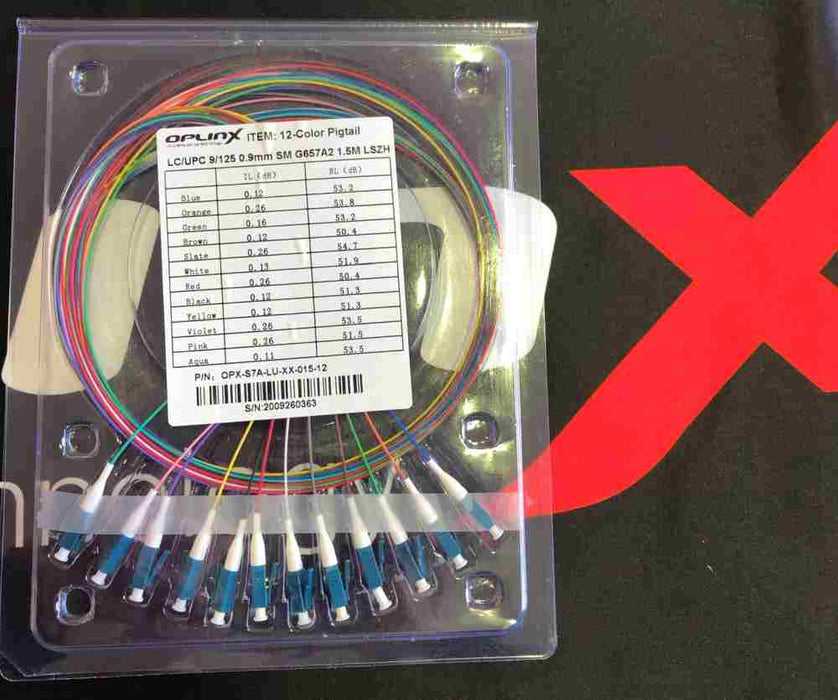 Pigtail LC/UPC Singlemode G657A2 900um 1.5m Colour 12Pkt