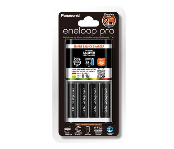 Eneloop Quick Charger & 4x AA Pro Battery