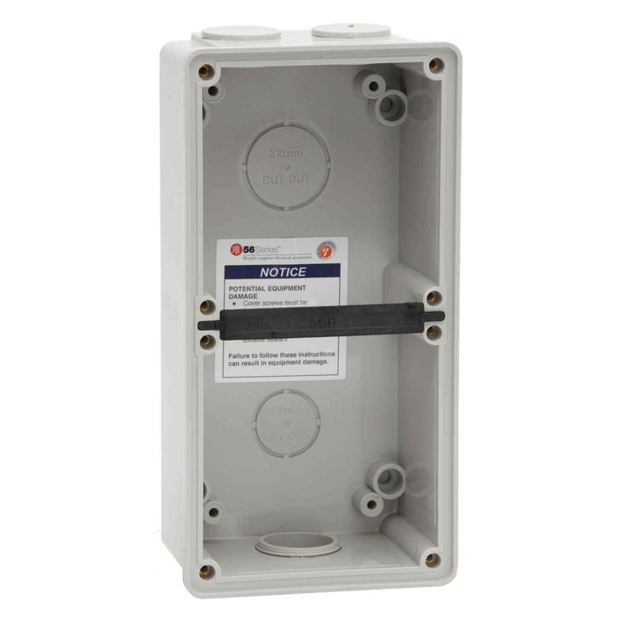 Enclosure 2Gang IP66 25mm Pushout Grey