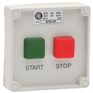 Pbutton 16A N/O N/C 2Gang Green/Red Grey