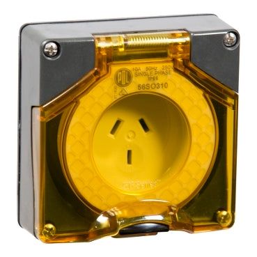 Socket 3Pin 10A 250V 1Ph IP66 Chemical Grey