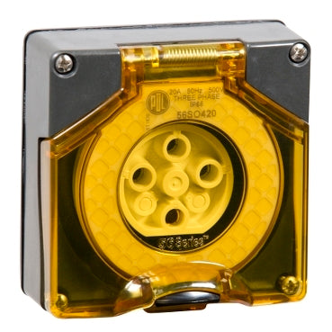 Socket Outlet 4Pin 20A 500V 3Ph IP66 Chemical Grey