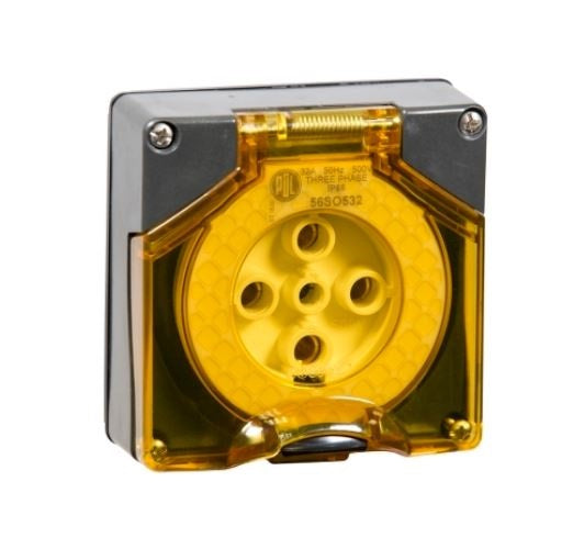 Socket Outlet 5Pin 32A 500V 3Ph IP66 Chemical Grey