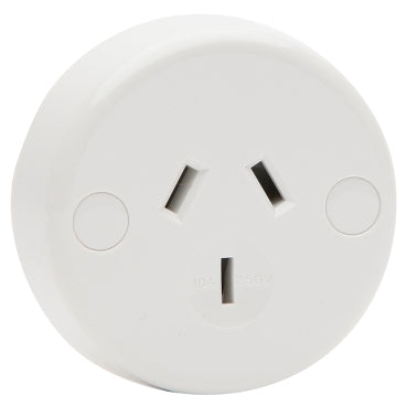 Socket 10A 3Pin Flush Panel Mount Rnd White