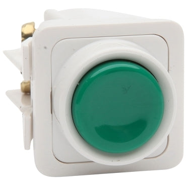 Pbutton Switch 16A Green Shrouded White