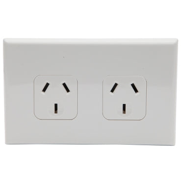 Socket Unswitched 10A Double Horizontal White