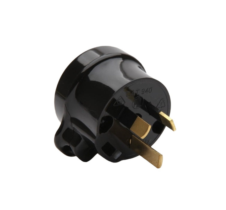 Tapon Plug 3Pin Side Entry 10A Black