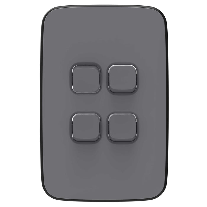 Iconic Essence Cover Plate 4gang Ash Grey