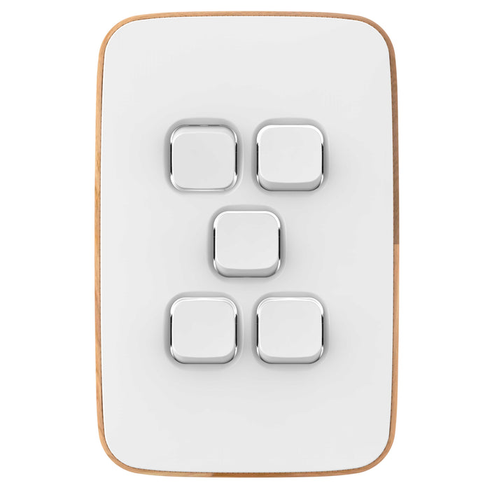 Iconic Essence Cover Plate 5gang Arctic White