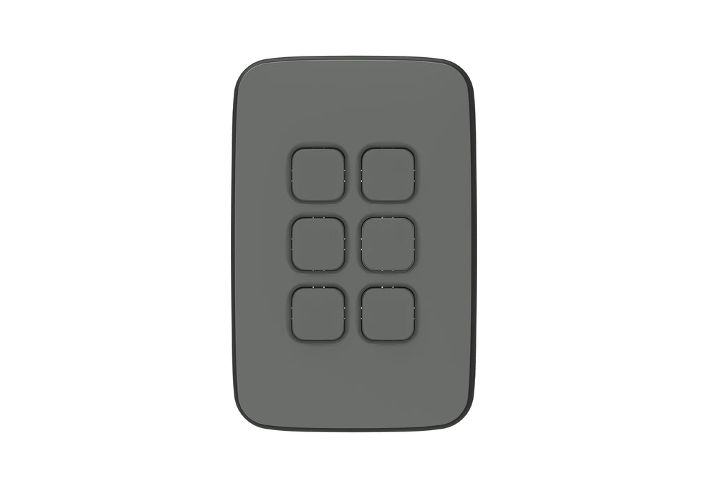 Iconic Essence Cover Plate 6gang Ash Grey