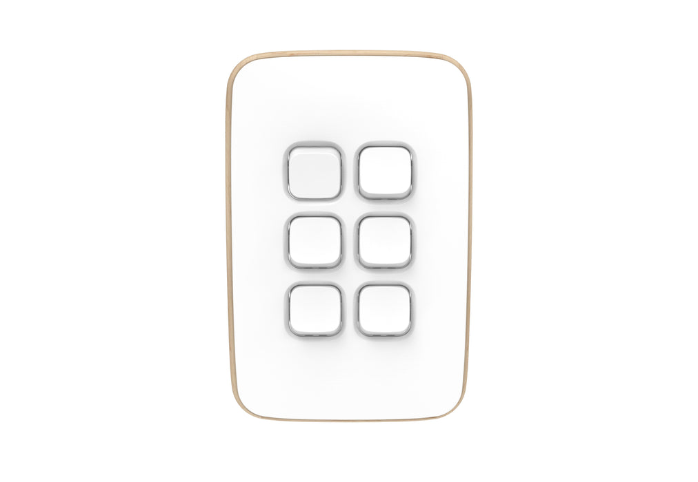 Iconic Essence Cover Plate 6gang Arctic White