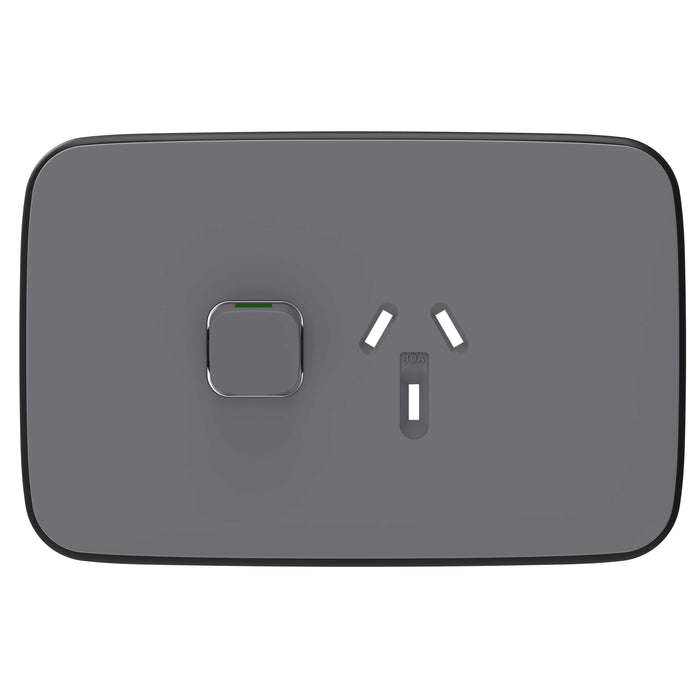 Iconic Essence Cover Plate Switched Socket Sgl Horz Ash Grey