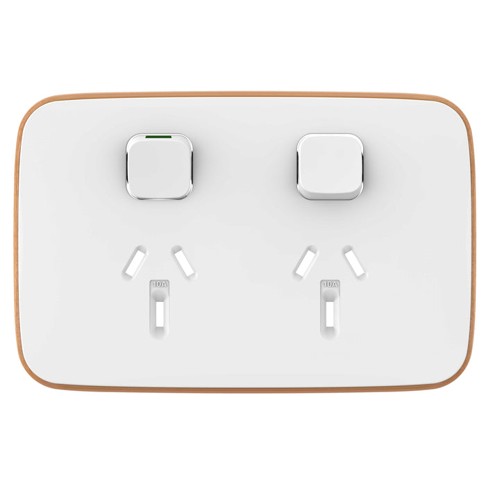 Iconic Essence Cover Plate Sw Socket Dbl Horz Arctic White