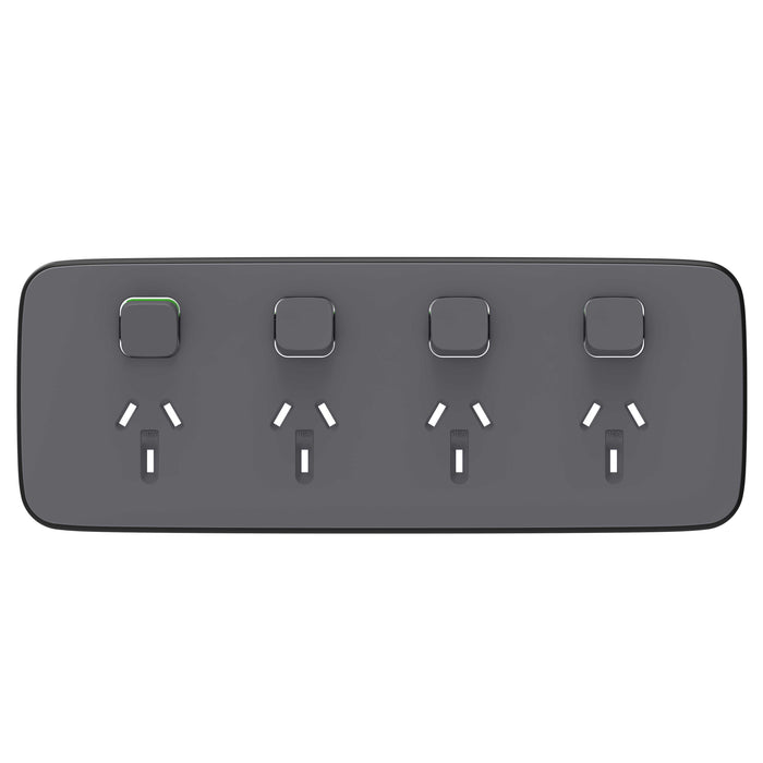 Iconic Essence Cover Plate Horz 4way Ash Grey