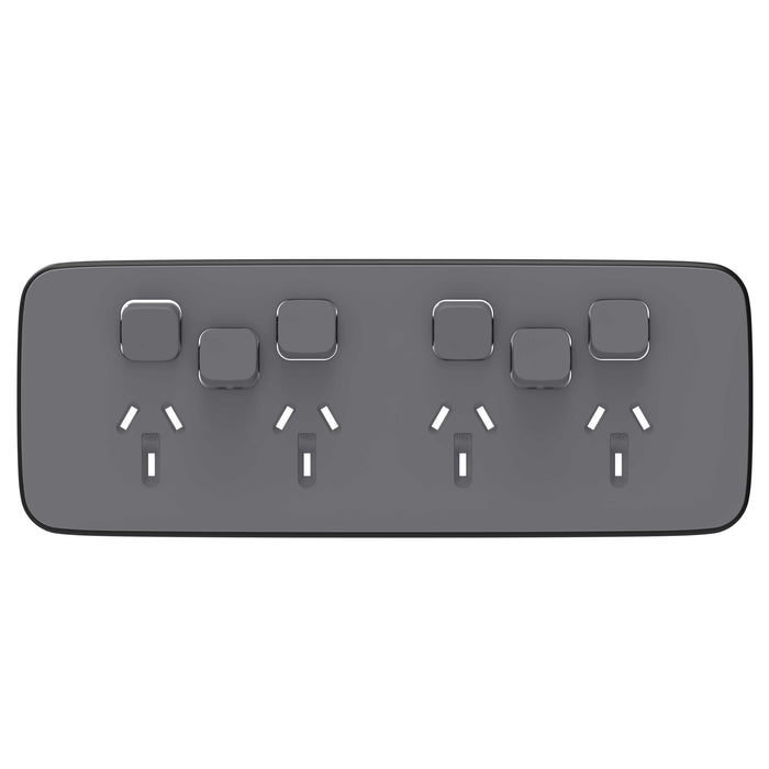 Iconic Essence Cover Plate Horiz 4way 2x Sw Ash Grey