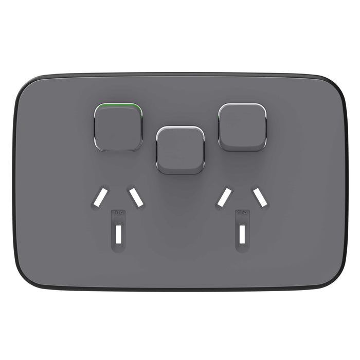 Iconic Essence Cover Plate Sw Skt Dbl Horz 1x Sw Ash Grey
